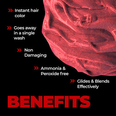Beardo Dye Hard Temporary Hair Color - Metallic Red, 25g | Temporary 1-Day 1-Wash|DIY Instant Hair Color Makeup for Men| No Bleach | No Ammonia | No Damage